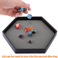 SIQUK Dice Tray with Lid Hexagon Dice Rolling Tray Dice Holder – Fun for Kids & Family - Gray - image 4