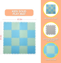 16 Tiles Foam Play Mat, Soft & Safe EVA Foam Mats for Floor - Bean Green/Light Blue - image 2