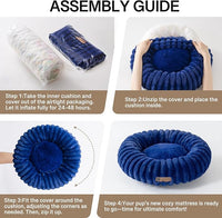 MEWOOFUN Donut Dog Beds for Small Dog, Calming Bed Round Cute Puppy Bed with Non-Slip Bottom, Fluffy Washable Pet Bed for Puppy and Kitten (Navy Blue, XS (20x20x6))