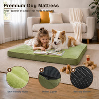 Large Plush Dog Bed for Crate with Washable Cover, 35x22 - 29.0"L x 18.0"W x 3.0"Th / Green - image 3