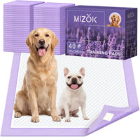MIZOK Dog Pee Pads Wee Wee Pads Lavender Odor Control XXL 30x36in – Essentials for Dogs - Large 28"x34“ 40 Count