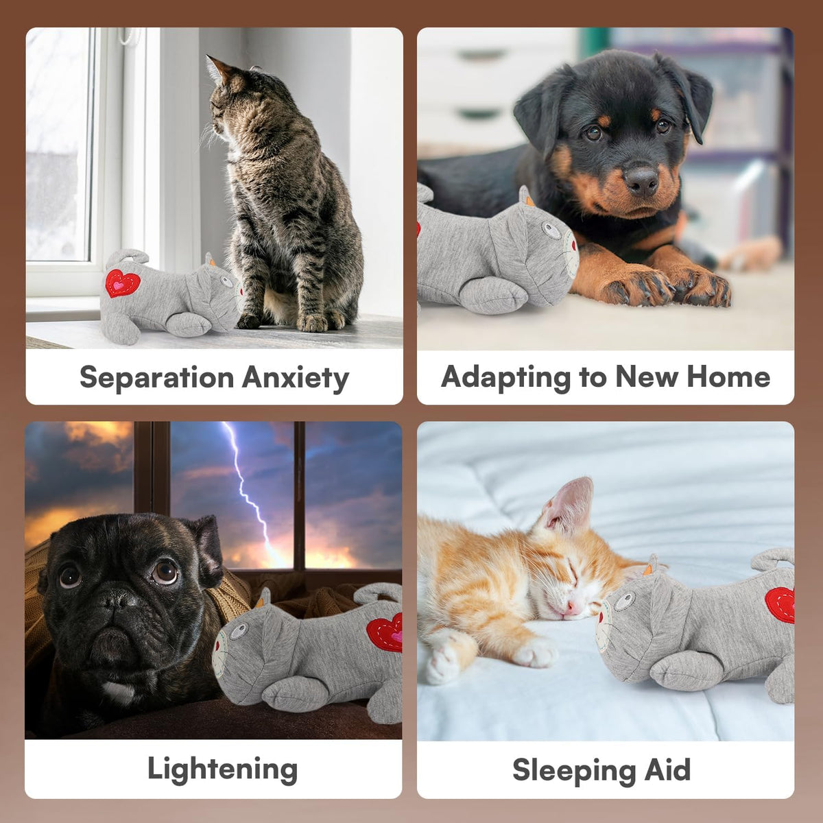 AFP Heartbeat Cat Calming Toy Heartbeat Soothing Kitty Toys Stuffed - image 3