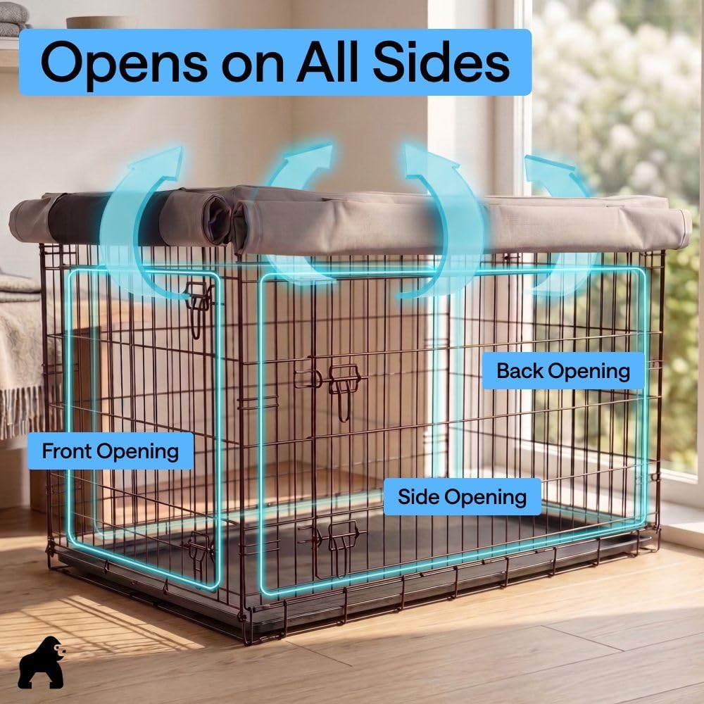 GORILLA GRIP Dog Enclosure Crate Cover Kennel Cage Topper 42in - Gray / 24" X 18" X 20" - image 4