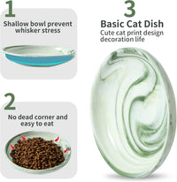 3 PCS Ceramic Cat Bowls, Small Dog Dish - Marble Green - image 4