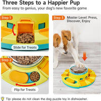Potaroma Dog Puzzle Toy 2 Levels, Slow Feeder - Yellow Blue - image 3