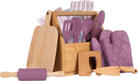 WeeSprout kids baking set in green with apron, oven mitts, rolling pin and cookie cutters - view 3