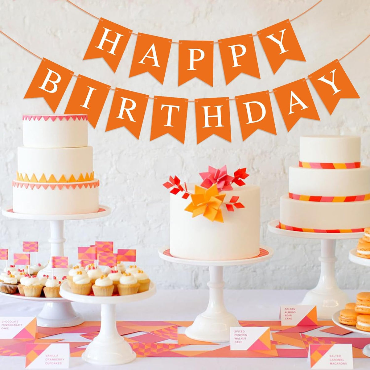Orange Happy Birthday Banner Birthday Sign for Backdrop Happy - Orange - image 3