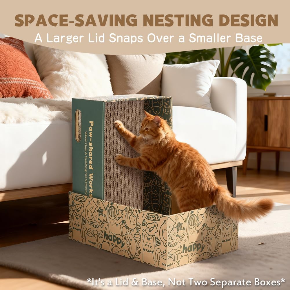 ARGOPET Cat Cardboard House with 2 PCS Scratching Pads – Essentials for Cats - Deluxe: 2 Nested Boxes, 6 Pads - image 4