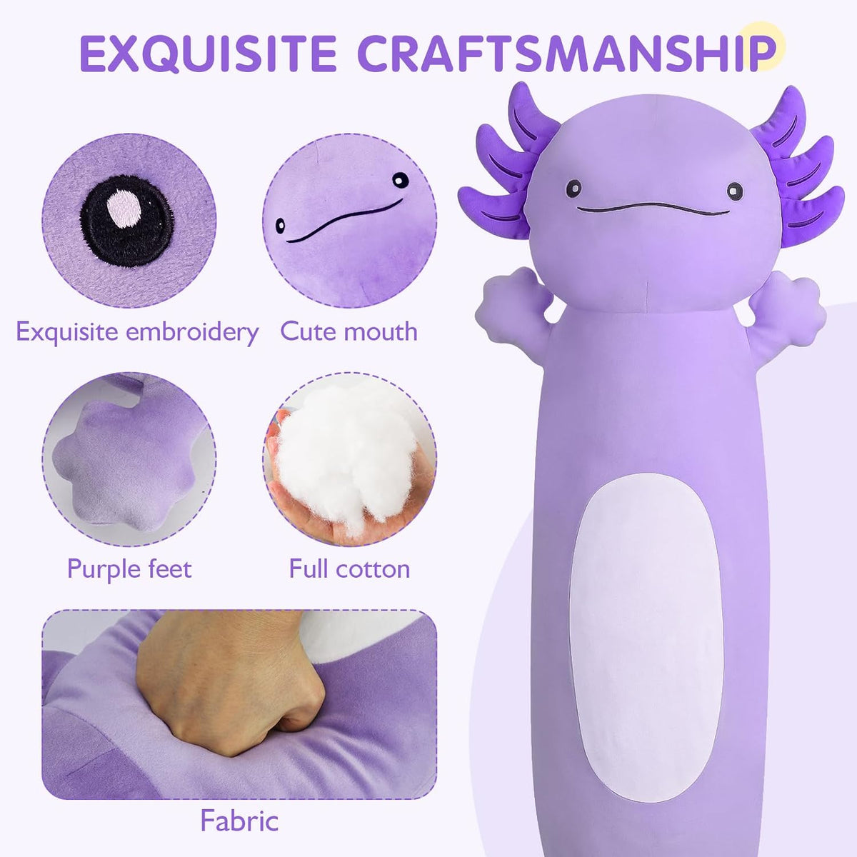 Dalmao 36" Cat Stuffed Animal - Purple Axolotl / 22 inch - image 2