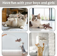 2 PCS Cat Toys, Flapping Bird Cat Toy(No Flying), Interactive Catnip Toy with Catnip Bags, Chirping Noise Moving Wings Dog Cat Kitten Toys, Flappy Flying Pets Toy for Indoor(Brown&Gray Sparrow)