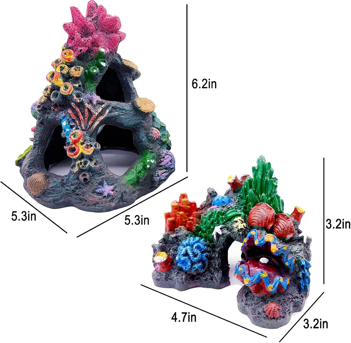 Tfwadmx 2Pcs Aquarium Decoration Coral, Resin Fish Tank Cave - image 2