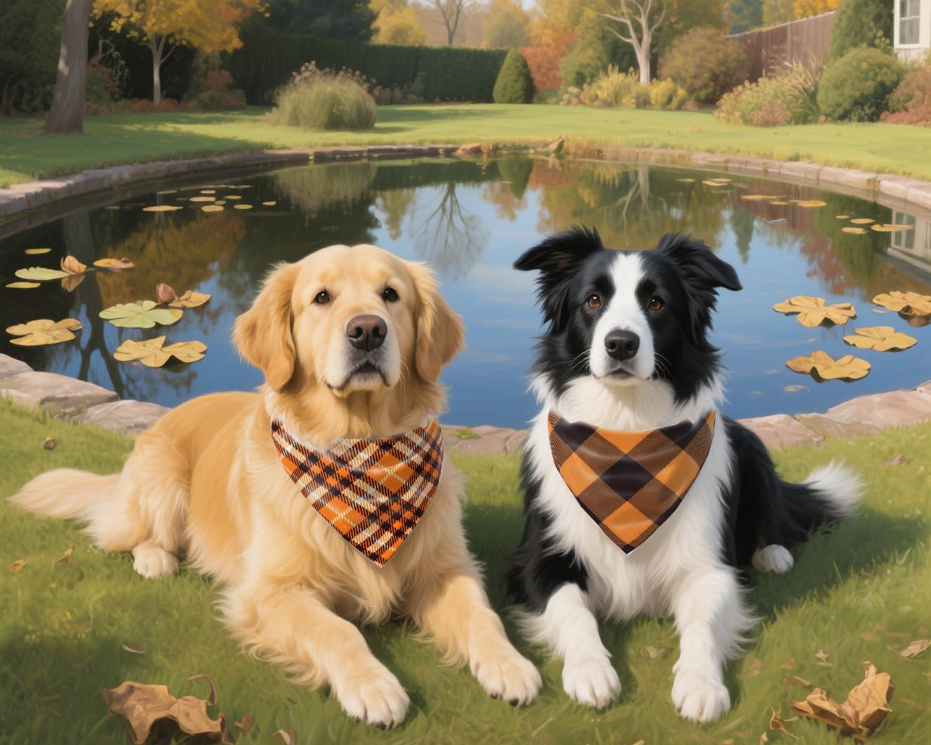 2PCS Christmas Dog Bandanas – Red and Green Plaid with Tassels - BIG FRENCHIES