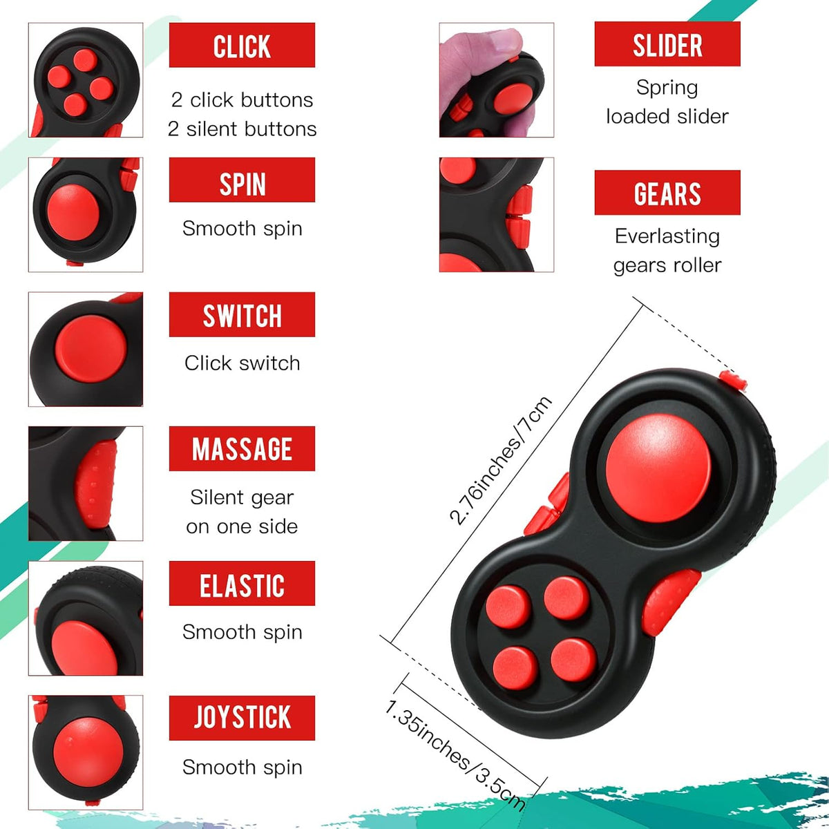 Gejoy 3 Pcs Fidget Toys Adults Set Silent - Black and Red - image 3