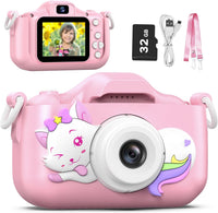 Goopow Kids Selfie Camera Toys for Girls Age 3-9 - Colorful Pink