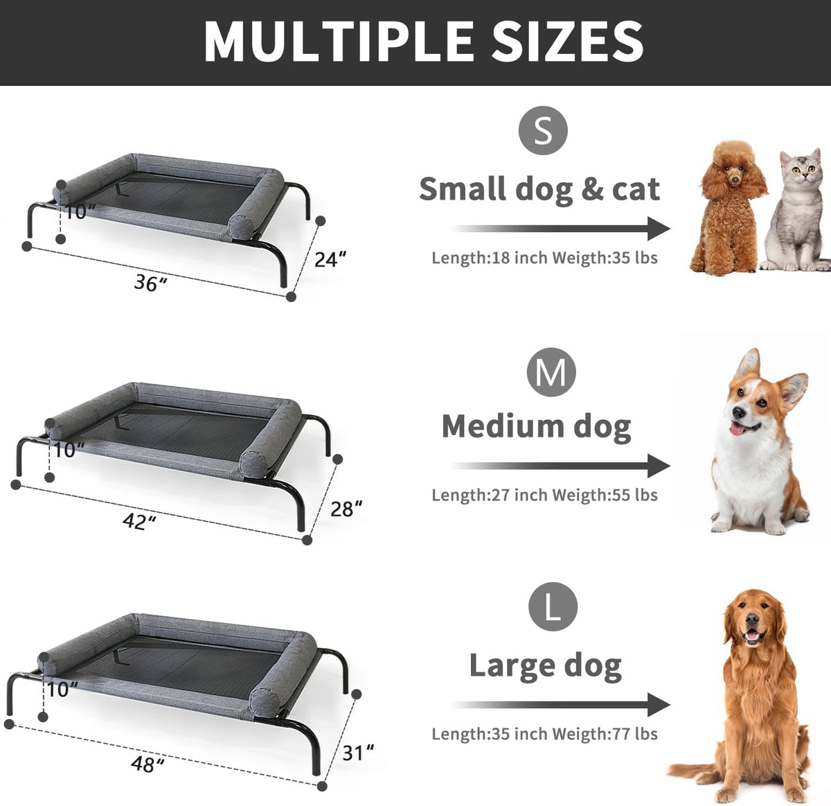 PETIME Cooling Elevated Pet Cushion Bed Raised Dog Cots for Small Dogs - 36 Inch - image 4