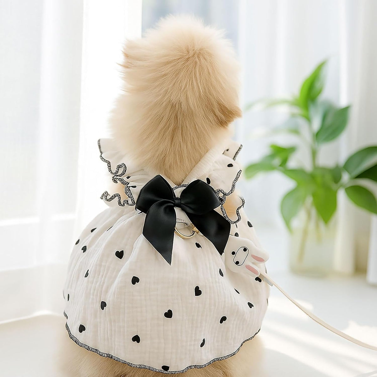 Dog Dresses for Small Dogs Girl Female Dog Cat Clothes Dress Cute - Light Pink & Black / Medium (suggest 6.5-8.5 lbs) - image 2