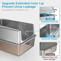 12'' High Sides XL All Stainless Steel Cat Litter Box with Lid,Deep Metal Litter Box for Big Cats,Extra Large Litter Boxes with High Wall Enclosure,Anti-Leakage,Never Absorbs Odors,Non-Sticky Surface