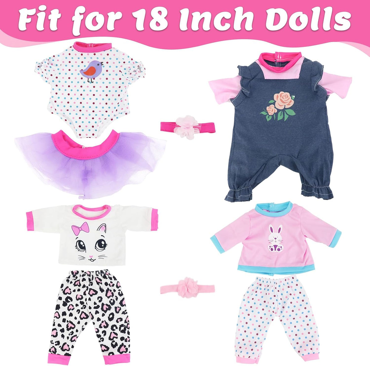 ECORELF 4 Sets Baby Doll Clothes for 14-18 Inch Dolls – Fun for Kids & Family - 4 Sets - image 2