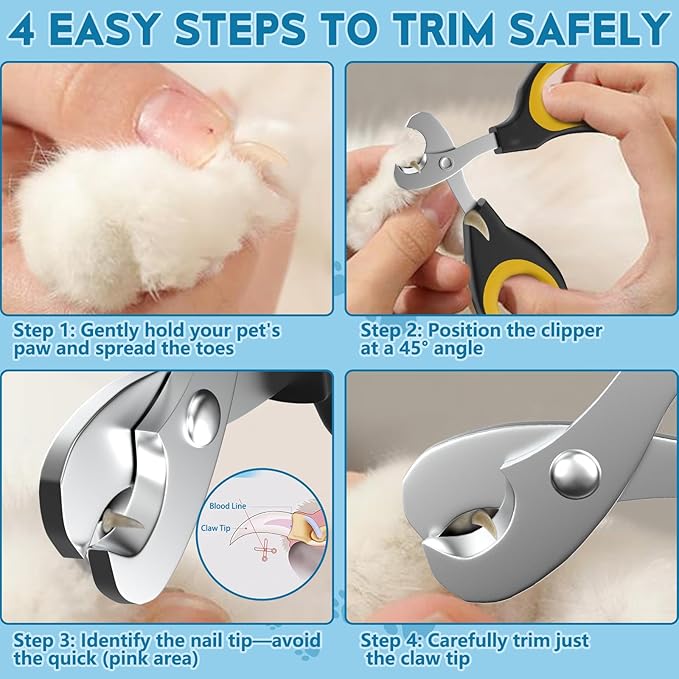 Cat Nail Clippers, Professional Pet Claw Clippers for Indoor Cats, Kittens, Small Dogs, Puppys, Birds, Rabbits, Safe Nail Trimmer and Grooming Tools for Small Animals Home Pets