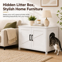 31.5" L Cat Litter Box Enclosure with Barn Door - 31.5"L / White - image 4
