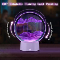 rysnwsu Moving Sand Art Picture Round Glass 3D Deep Sea Sandscape - Purple / Button-Control - image 3