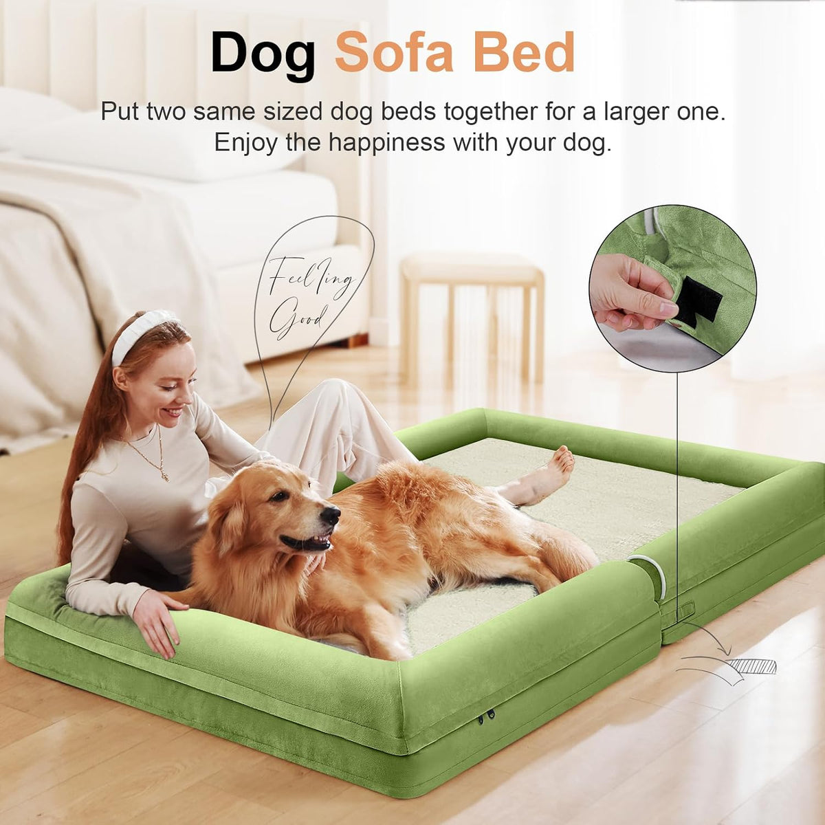 Orthopedic Dog Bed for Large Dogs - Grass Green / 53.0"L x 42.0"W x 6.5"Th - image 3