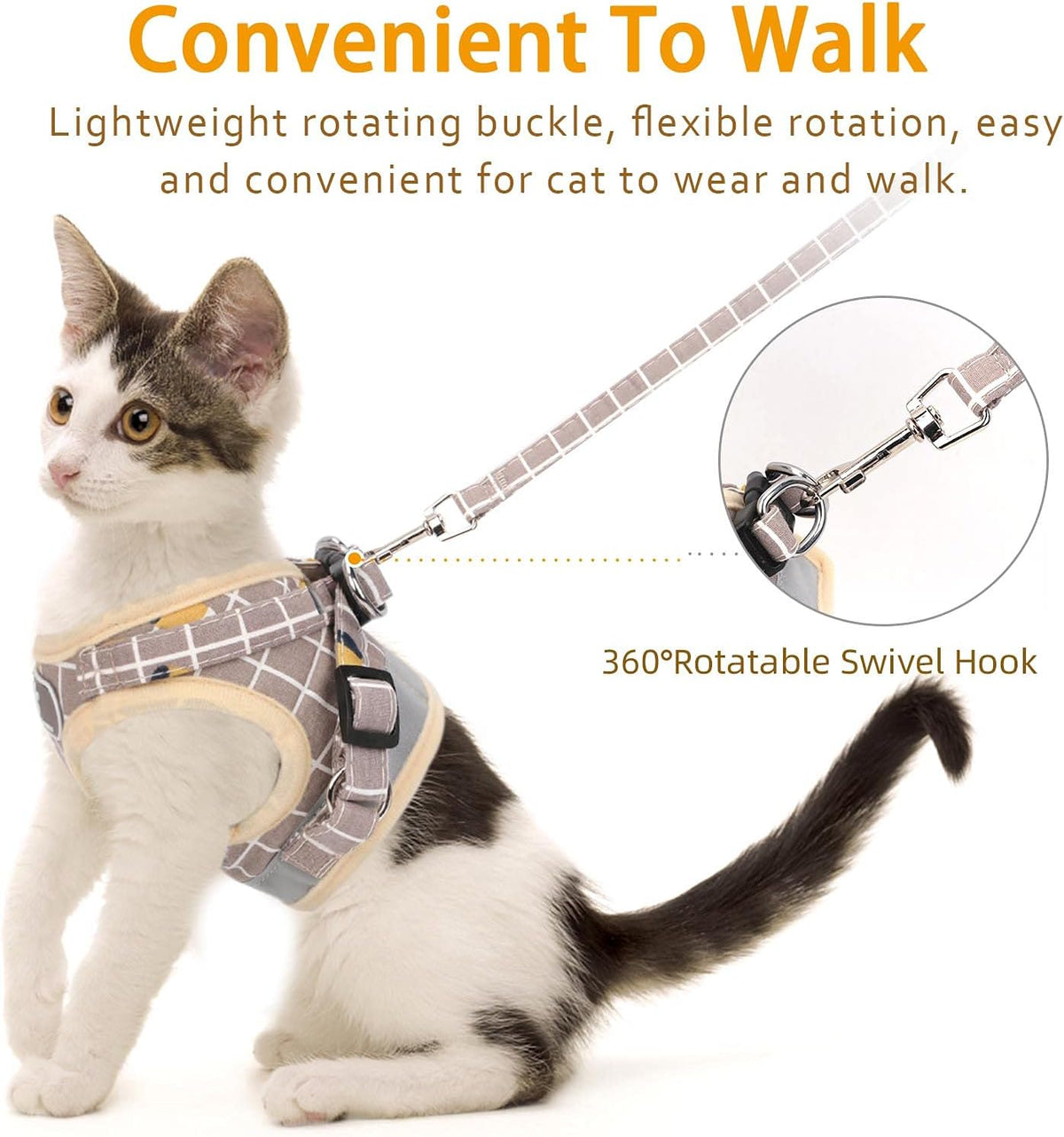 Cat Vest Harness and Leash Set - Khaki-pattern / X-Small (Chest: 8"-9") - image 3