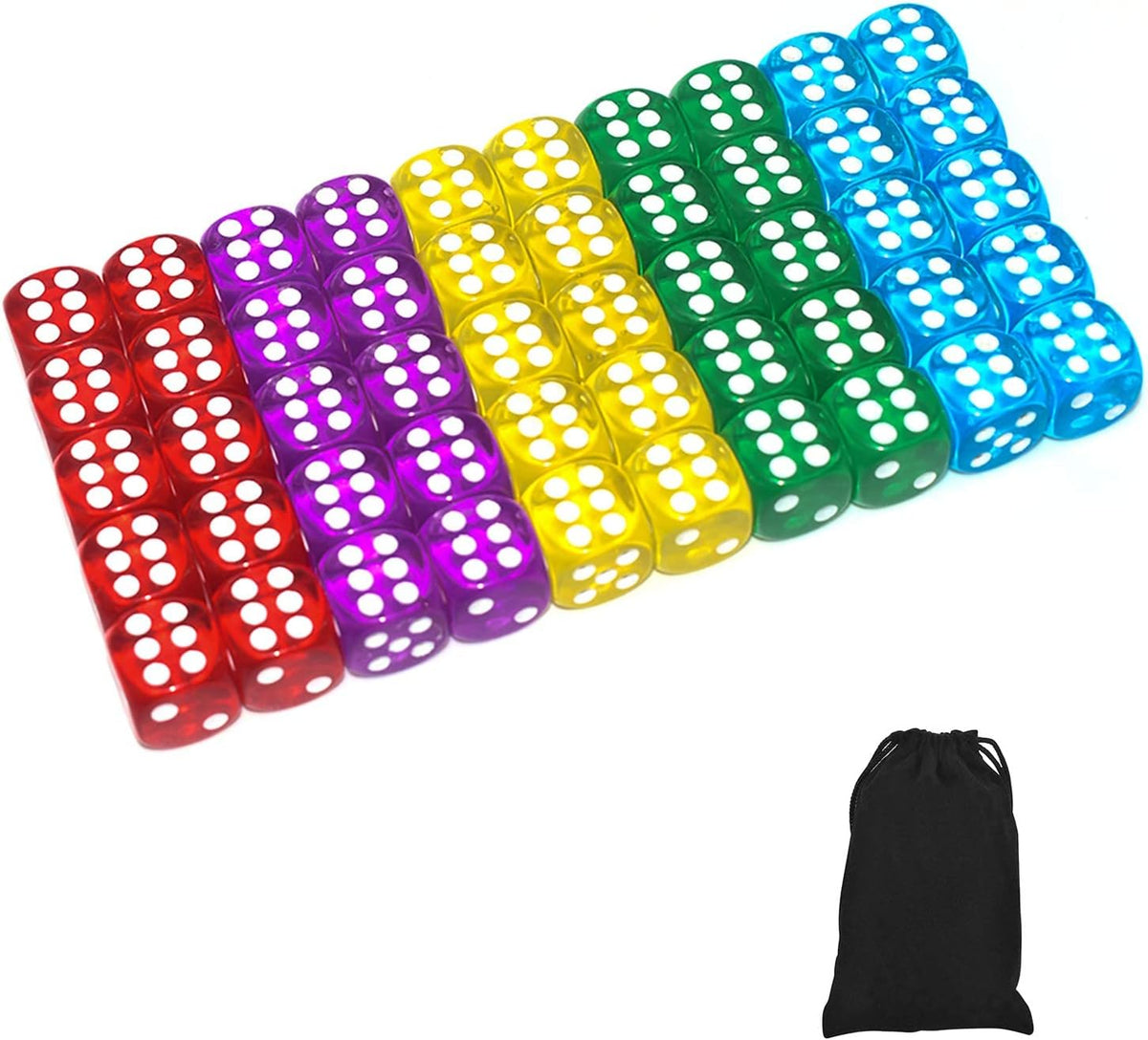 50 of 14MM 6 Sided Dice Set Colors Dice