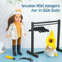 1 Set Doll Garment Rack with 10 Pcs Hangers Clothes Organizer - Black / 11 - image 4