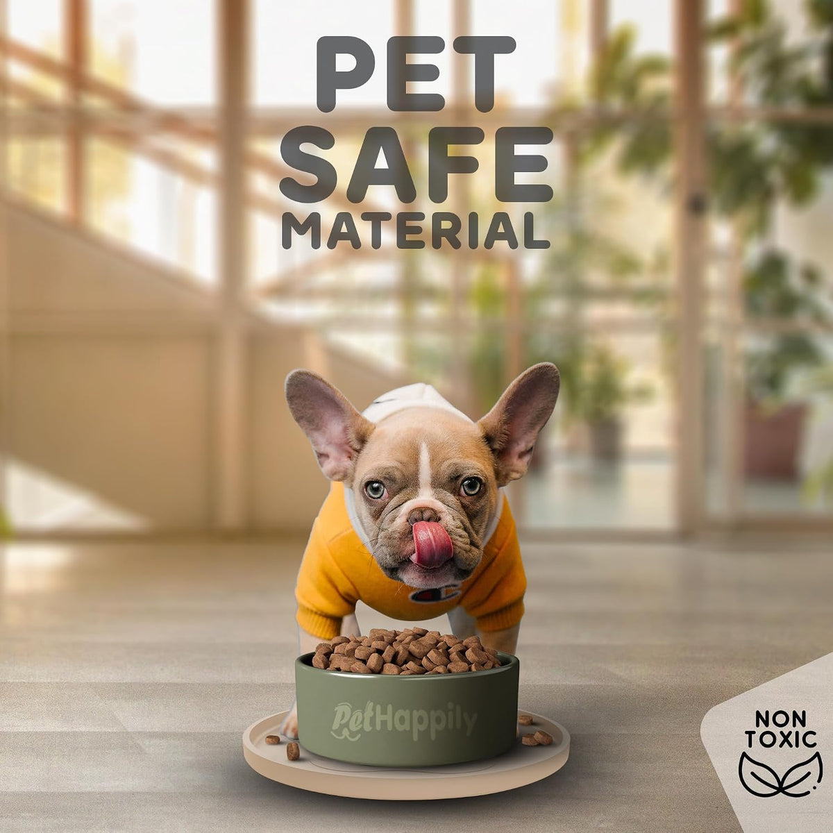 Dog Food Mat - Raised Edges Dogs Mat for Food and Water Prevent Spill, Waterproof Cat Food Mats - 10" Round / Beige - image 3
