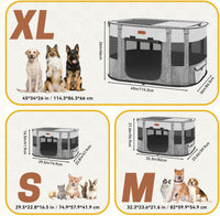 Foldable Pet Playpen, Cat & Puppy Playpen - Grey / 1 / Medium(32.3''×23.6''×21.6'') - image 3