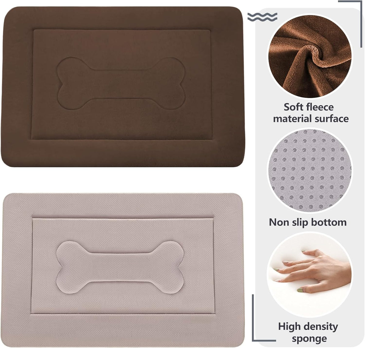 Large Dog Bed Soft Dog Crate Pad Mat 42 in Non-Slip Bottom Washable - 48.0"L x 30.0"W x 1.2"Th / Dark Brown - image 2