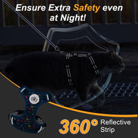 Cat Harness and Leash Set, Escape Proof and Adjustable - Planets Stars Navy Blue / S (Chest: 11 - 16") - image 2