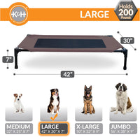 K&H Outdoor Elevated Dog Bed for Small & Medium Pets, Tan - Chocolate/Black Mesh / Large 42"L x 30"W - image 3