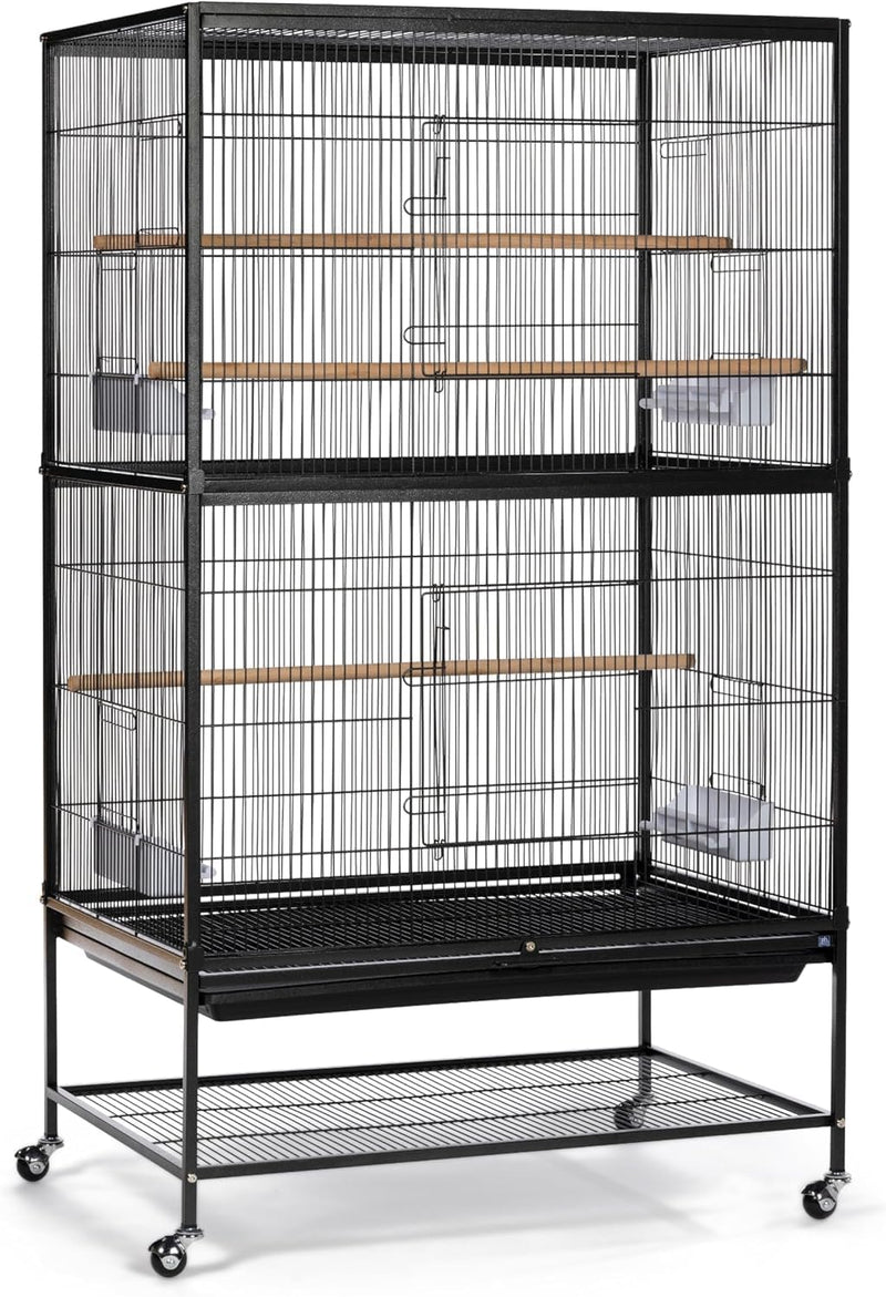 Prevue Pet Products Steel Bird Flight Cage with Wheels - Flight Bird Cage - Black