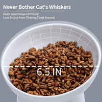 6.5 Inch Extra Wide Ceramic Raised Cat Bowl Set - White & White - image 4