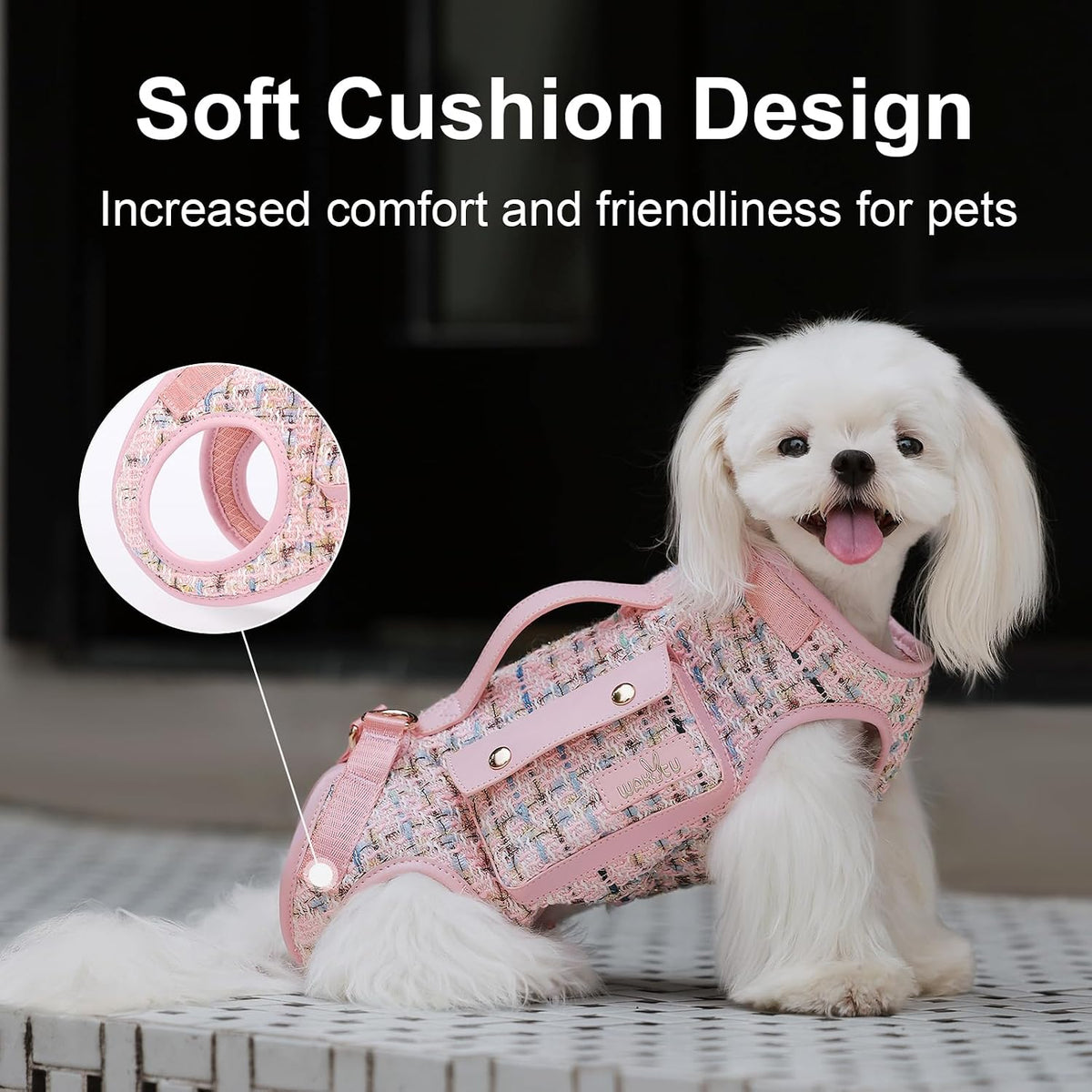 Wakytu Dog Lift Harness Dog Carrier Sling for Small Dogs & Cats - Large(11-16 LBS) / 2.0 Pink - image 3