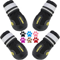 QUMY Dog Shoes for Large Dogs, Medium Dog Boots & Paw Protectors for Winter Snowy Day, Summer Hot Pavement, Waterproof in Rainy Weather, Outdoor Walking, Indoor Hardfloors Anti Slip Sole Black Size 8