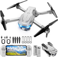 Drone with 1080P Camera - Foldable Remote Control RC Quadcopter FPV Drone – Fun for Kids & Family - Grey