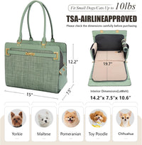 2-in-1 Stylish Dog Purse Carrier Travel Tote Bag for Small Dogs Cats - Green / 15" L x 7.5" W x 12.2" H - image 2