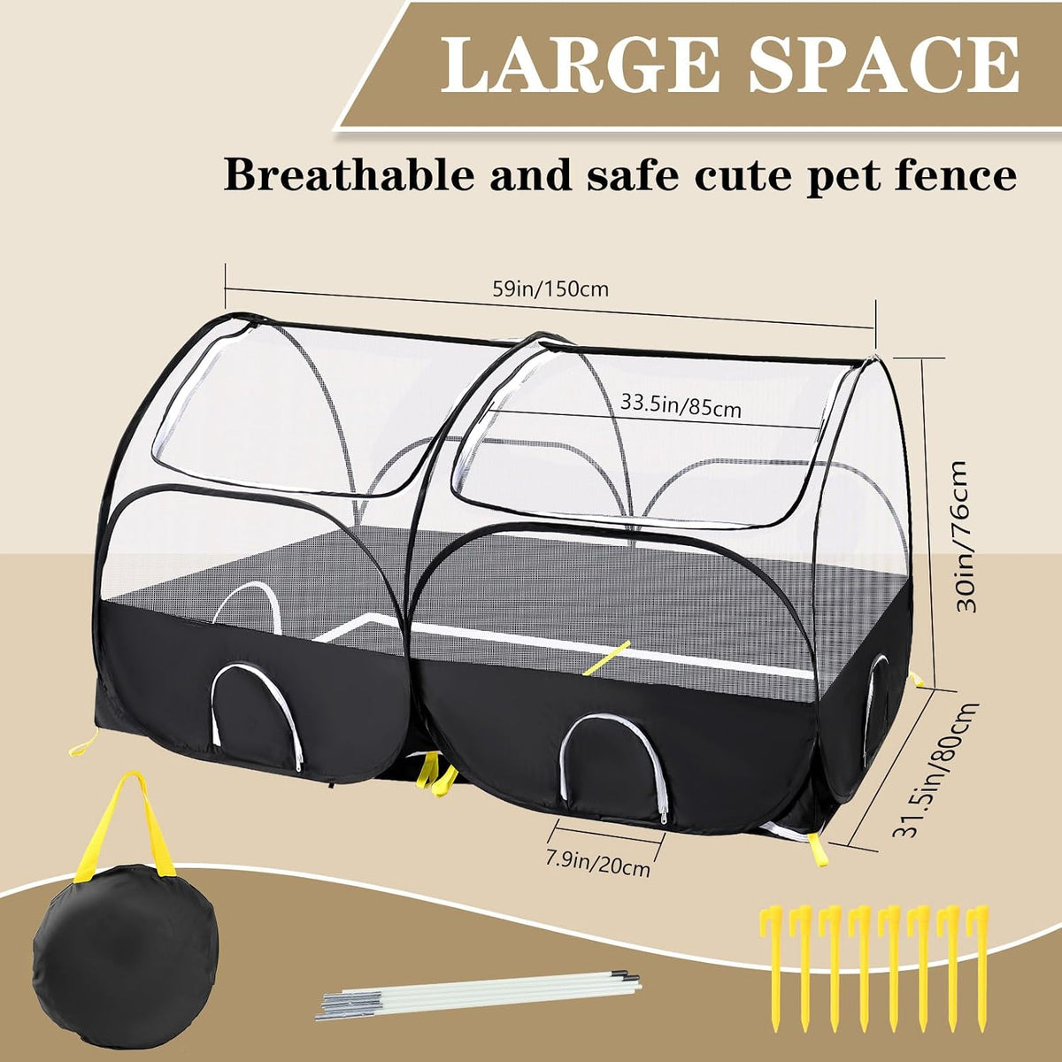 SlowTon Small Animals Playpen - Black / 59"x31"x30" - image 2
