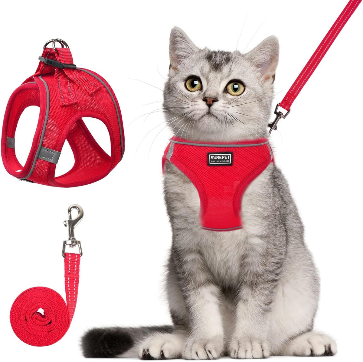 Cat Harness and Leash Set - XS (Chest:12''-13'') / Red