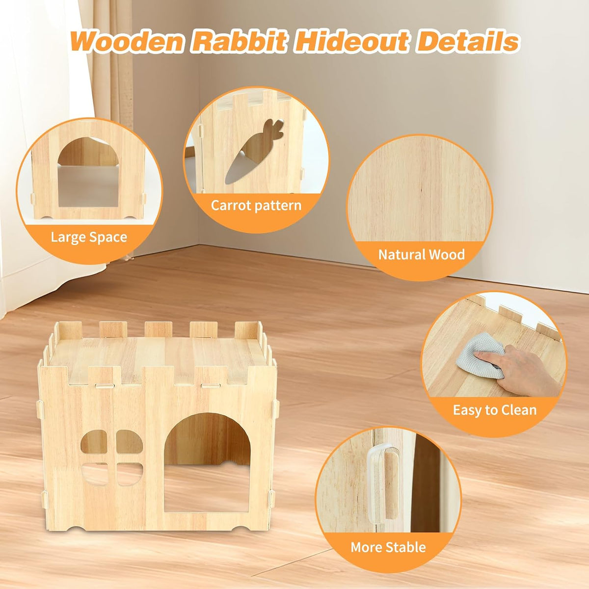 Large Wooden Bunny Hideout - 1 House - image 4