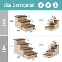 COZY KISS Dog Stairs with Storage, 16.7" H Wider Dog Steps - Brown / 4 / 38.1x17x22 inch - image 3