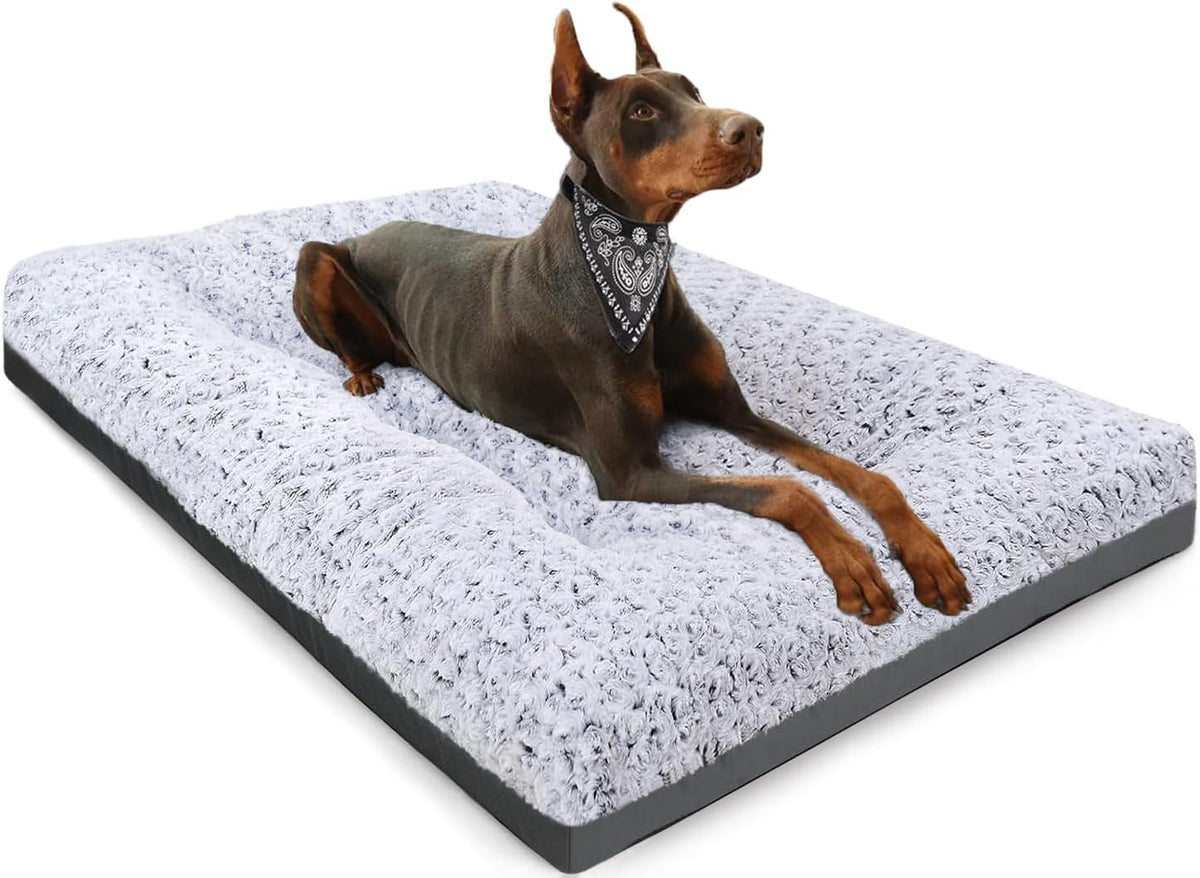 POCBLUE Deluxe Washable Dog Bed for Large Dogs Dog Crate Mat 35 Inch - 35.0"l X 23.0"w X 3.5"th / Grey