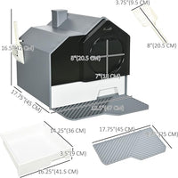 PawHut Hooded Cat Litter Box with Kitty Litter Mat, Kitty Litter Pan with Odor Control, Easy-Clean Pull-Out Drawer, Handle, Scoop, Gray