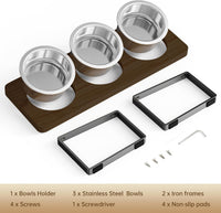 Elevated Cat Bowls with 3 Stainless Steel Bowls - Walnut 2 PACK - image 4