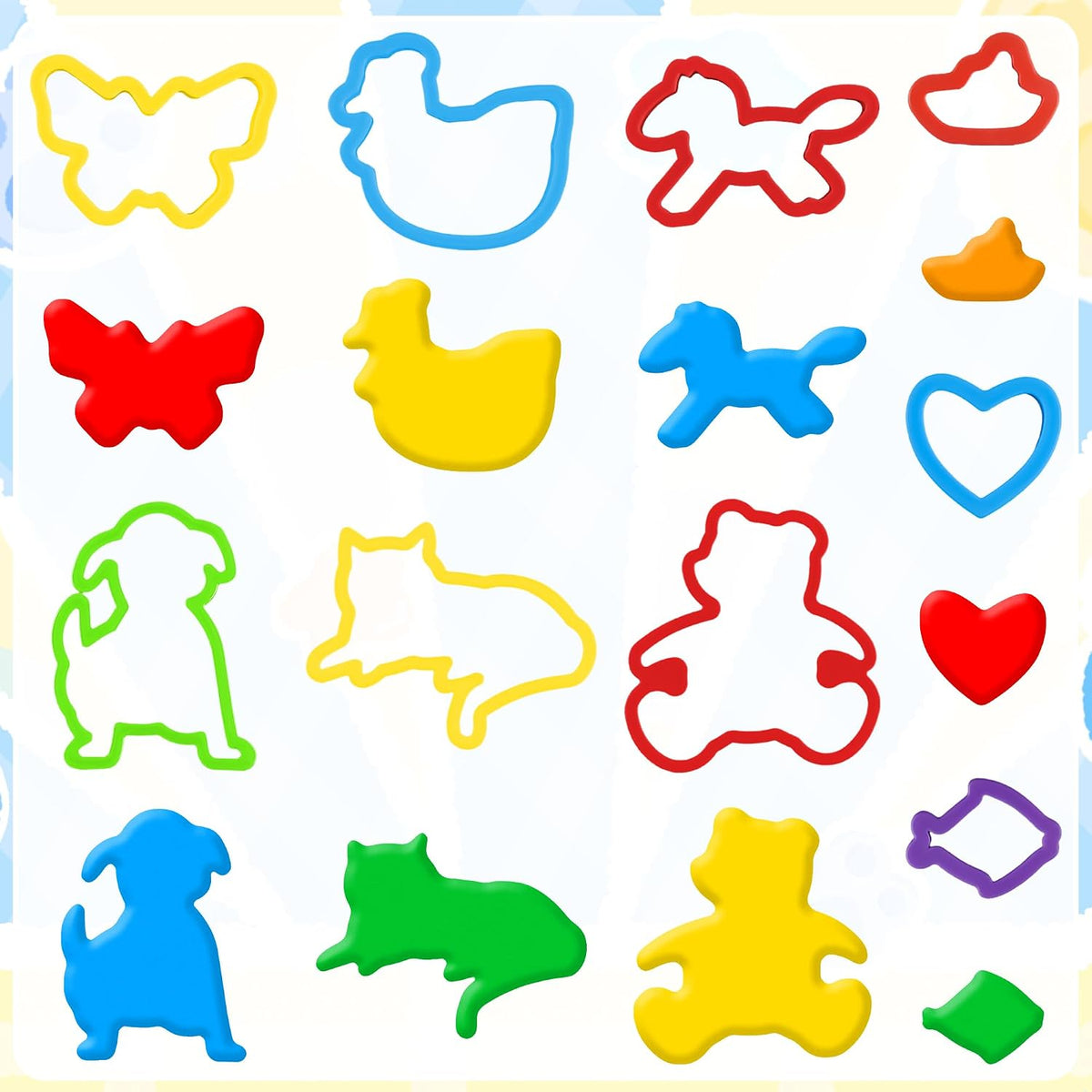 Oun Nana 32-piece play dough tools set with colorful animal molds and shaped cutters - view 3