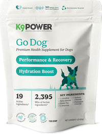 K9 Power Go Dog Hydration & Performance Drink Mix 1 lb - Active Dog Supplement for Muscle Function, Endurance, Recovery, with Electrolytes Support