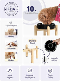 LE TAUCI Ceramic Slow Feeder Dog Bowls Small Breed - Skull Black+Stand / S-0.6 Cups - image 3